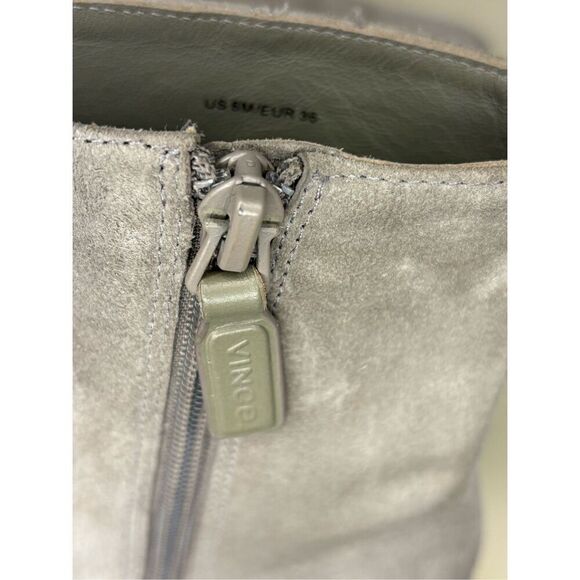 Vince Women's Kaye Suede Square Toe Block Heeled Bootie Grey Size 6 - Picture 10 of 10